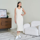 Ribbed Midi Dress (Cream)