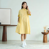 Gathered Midi Shirt Dress