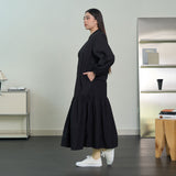 Button-Up Gathered Maxi Dress