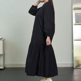 Button-Up Gathered Maxi Dress