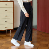 Straight-Leg Pleated Trousers