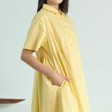 Gathered Midi Shirt Dress