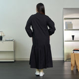 Button-Up Gathered Maxi Dress