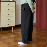 Straight-Leg Pleated Trousers