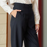 Straight-Leg Pleated Trousers