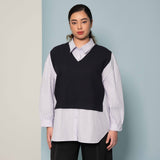 Striped Layered Knit Vest Shirt