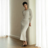 Ribbed Knit Midi Skirt