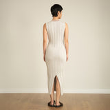 Textured Knit V-Neck Midaxi Dress
