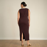 Textured Knit V-Neck Midaxi Dress