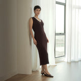 Textured Knit V-Neck Midaxi Dress
