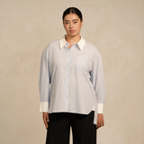 Contrast Collar Stripe Shirt