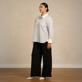 Contrast Collar Stripe Shirt