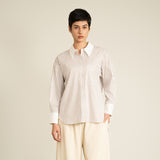 Contrast Collar Stripe Shirt
