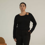 Asymmetry Knit Cut-Out Top