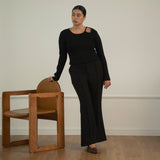 Asymmetry Knit Cut-Out Top