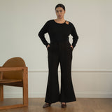 High Rise Pintuck Flare Pants