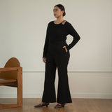High Rise Pintuck Flare Pants