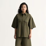 Utility Oversized Linen Blend Shirt
