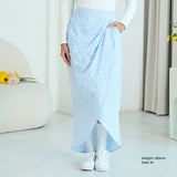 Floral Ruched Maxi Tulip Skirt (Light Blue)