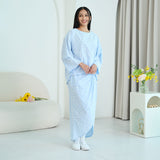 Floral Ruched Maxi Tulip Skirt (Light Blue)