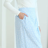 Floral Ruched Maxi Tulip Skirt (Light Blue)