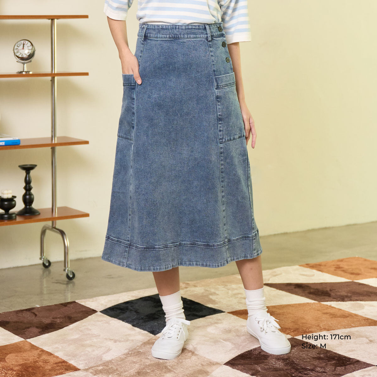 Denim midi skirt 2024 m and s