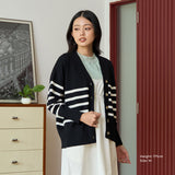 Striped Knitted Cardigan (Black)