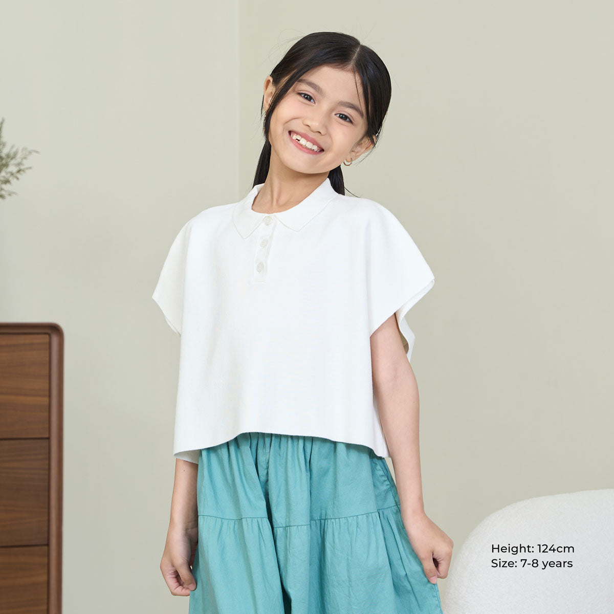 Girl Draped Sleeve Knitted Top