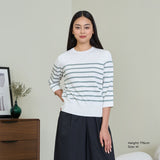 Striped Knitted 3/4 Sleeve Top