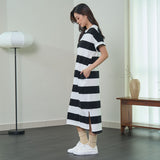 Dolman Striped Midi Knit Dress