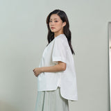 Box Pleat Short Sleeve Blouse