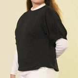 Relaxed-Fit Pleated Short Sleeve Top