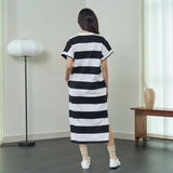 Dolman Striped Midi Knit Dress