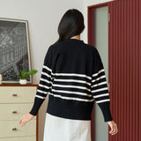 Striped Knitted Cardigan (Black)