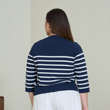 Striped Knitted 3/4 Sleeve Top