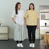 Box Pleat Short Sleeve Blouse