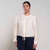 Drawstring Hem Button-Up Shirt