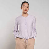 Drawstring Hem Button-Up Shirt