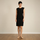 Padded Shoulder Side Ruched Dress
