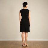 Padded Shoulder Side Ruched Dress