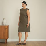 Padded Shoulder Side Ruched Dress