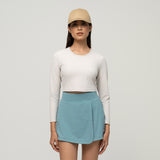 Cropped Ribbed Long Sleeve Top