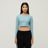 Cropped Ribbed Long Sleeve Top