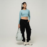 Cropped Ribbed Long Sleeve Top