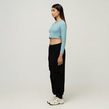 Cropped Ribbed Long Sleeve Top