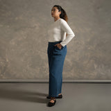 Straight-Leg Denim Pleated Pants