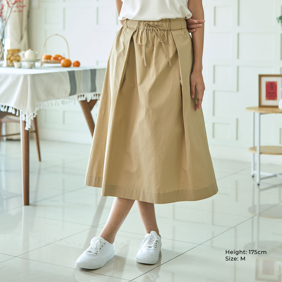 Box Pleat A-Line Midi Skirt