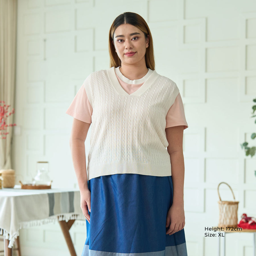 V-Neck Cable Knit Vest