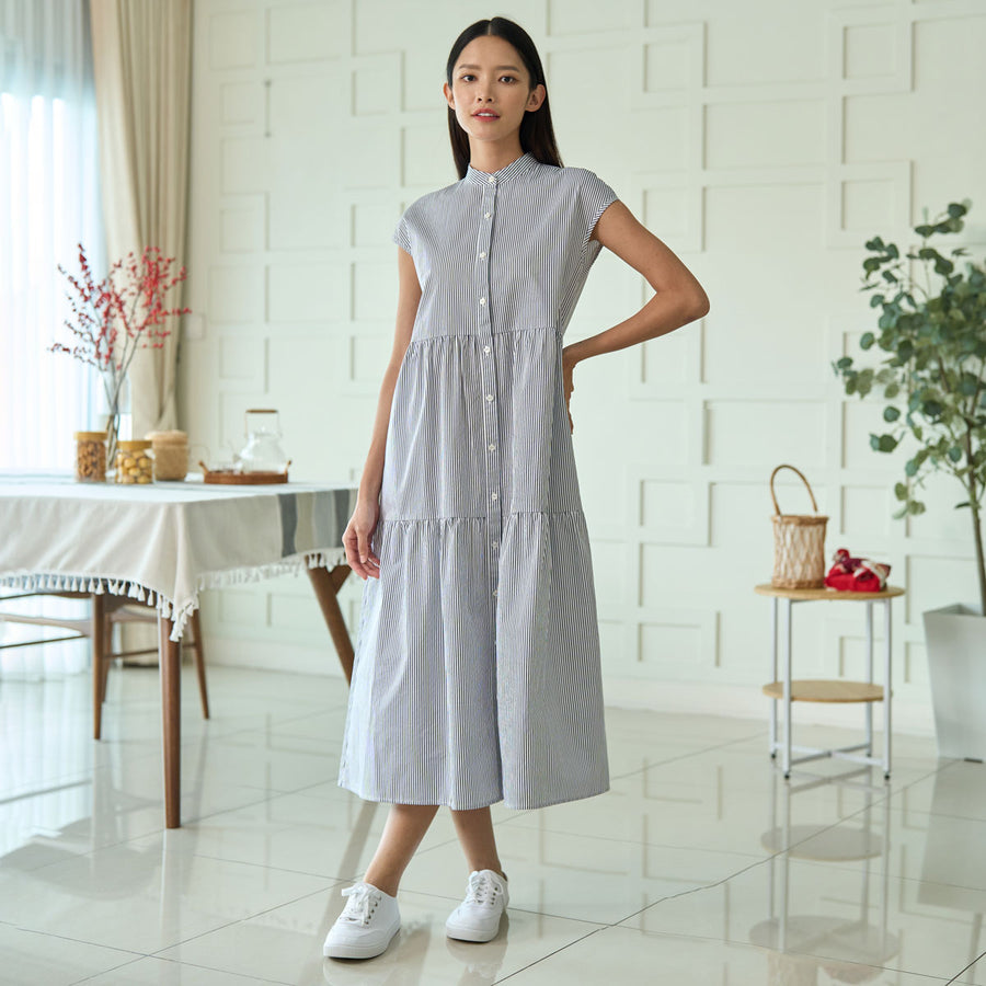 Button Up Tiered Maxi Dress