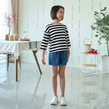 Girl Oversized Boat Neck 3/4 Sleeve T-Shirt
